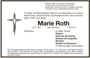 Traueranzeige von Marie Roth von Pegnitz-Zeitung